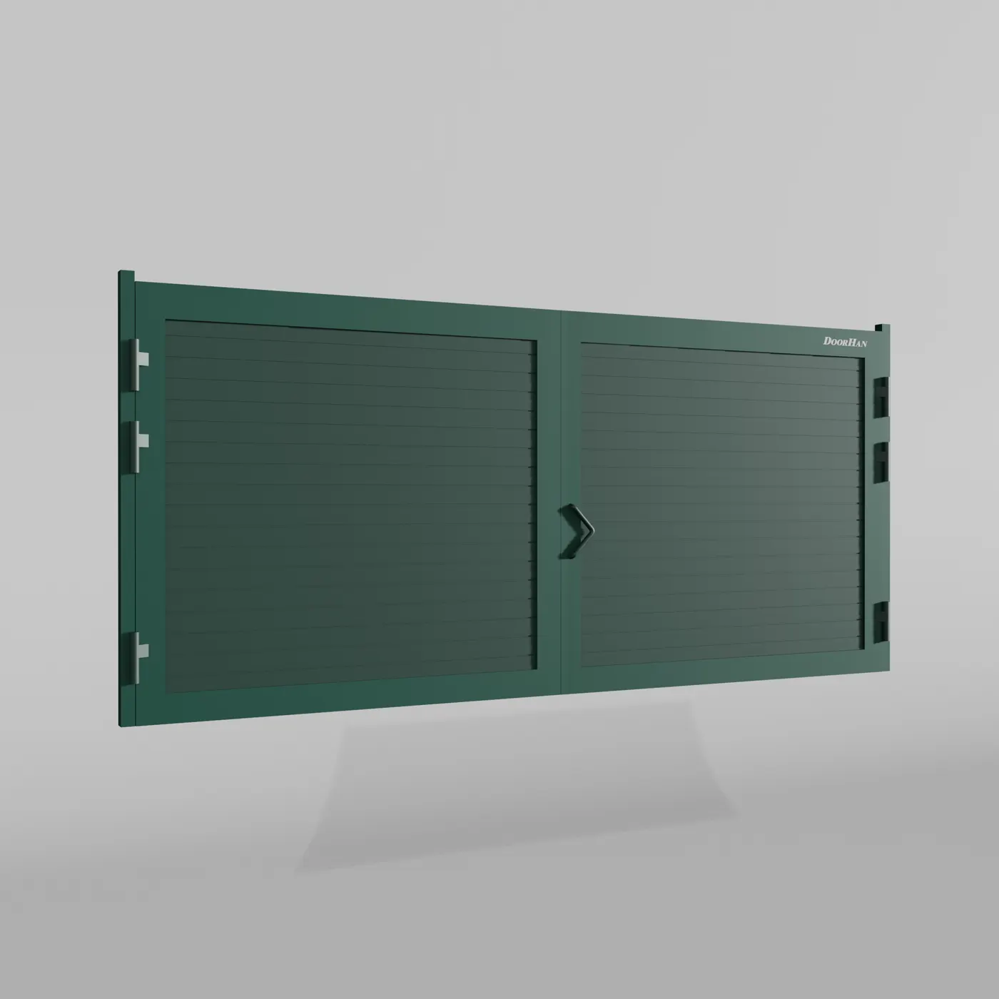Распашные ворота DoorHan 3400х1500 цвета RAL 6005 (зелёный) с дизайном «доска» с автоматикой