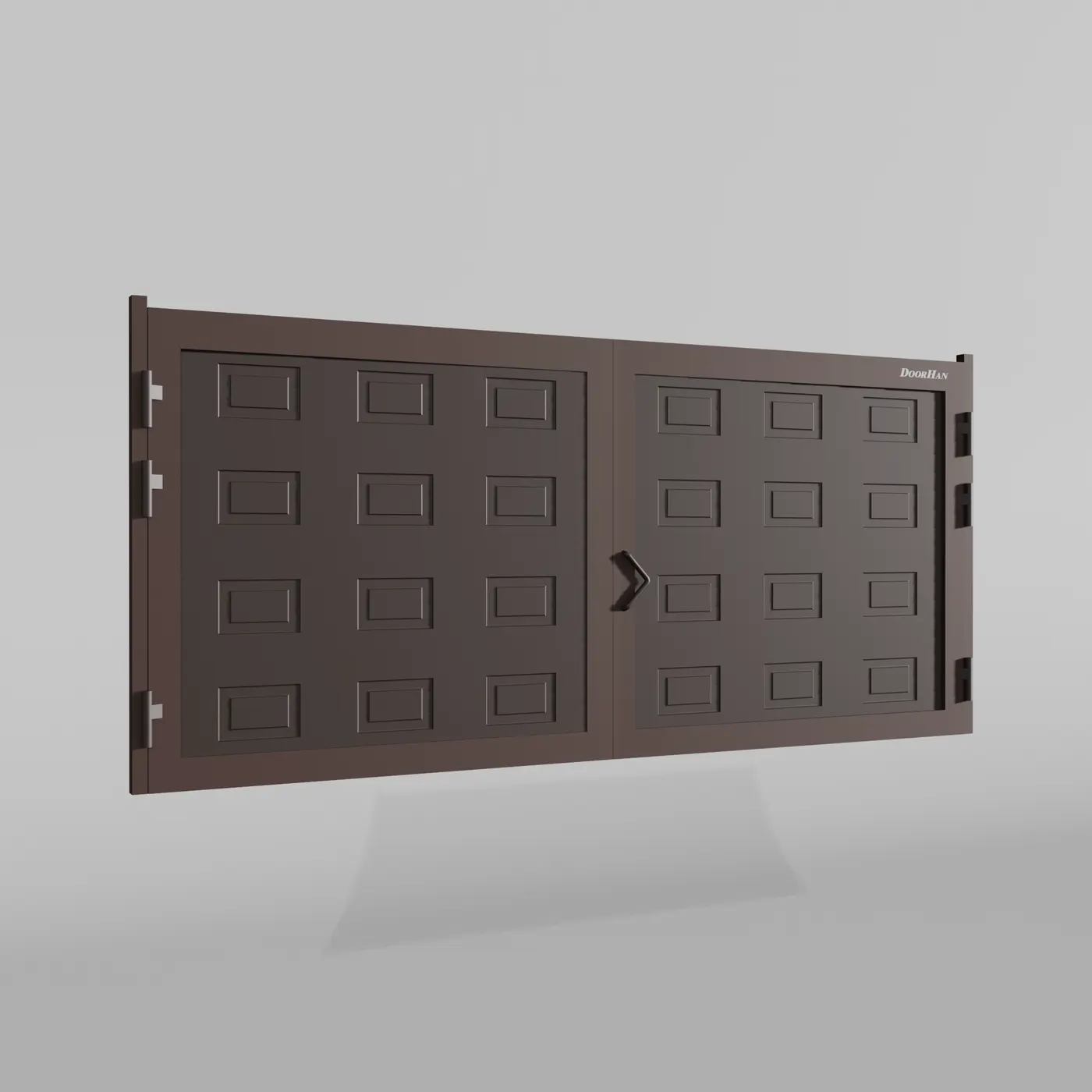 Распашные ворота DoorHan 3700х1100 цвета RAL 8017 (коричнево-красный) с дизайном «филенка» с автоматикой